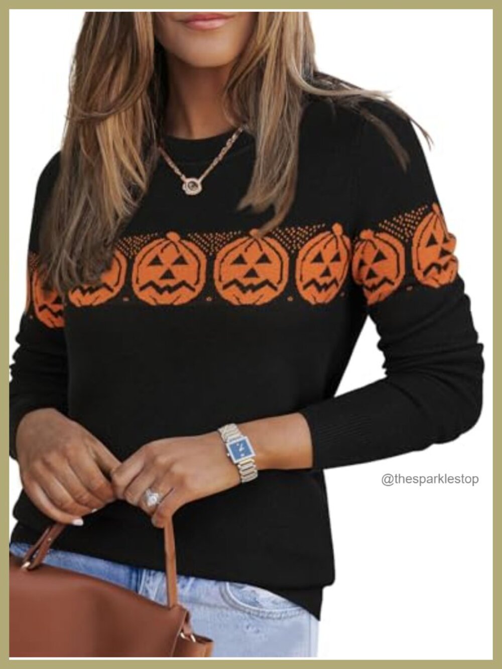 Wool Blend Crew Neck Pullover Sweater Halloween Fall